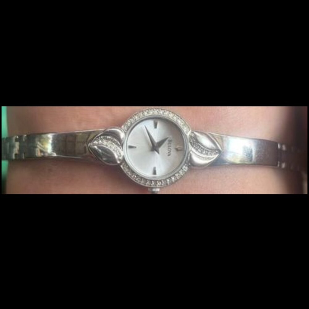 Women's Bulova Silver Diamond HeartWatch